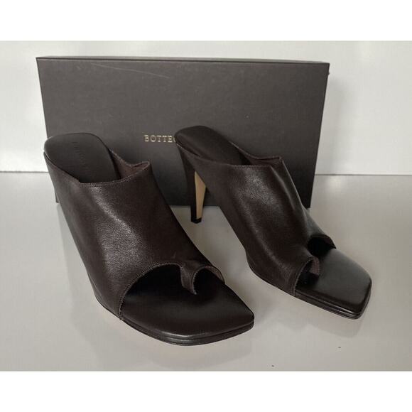NIB $920 Bottega Veneta Leather Mules with High Vamp Brown Shoes 7 US 618760 - Picture 5 of 11